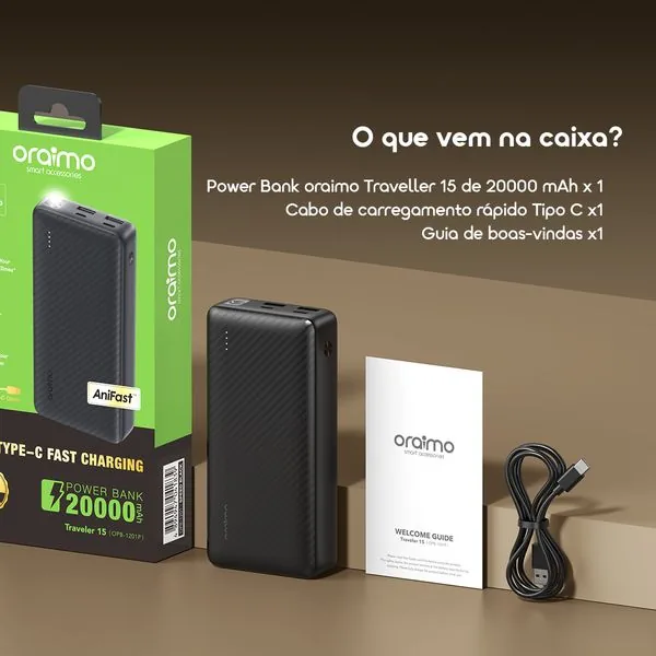 Traveler 15 · Preto · 20.000mAh 2