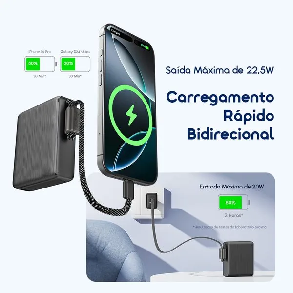 PowerNova L11 · Preto · Carga rápida 22,5W 2