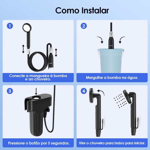 AquaFlex Chuveiro portátil 60min de uso 3