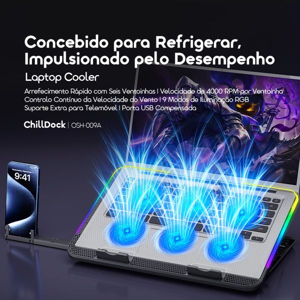 ChillDock Refrigerador para portátil com duas portas USB 2