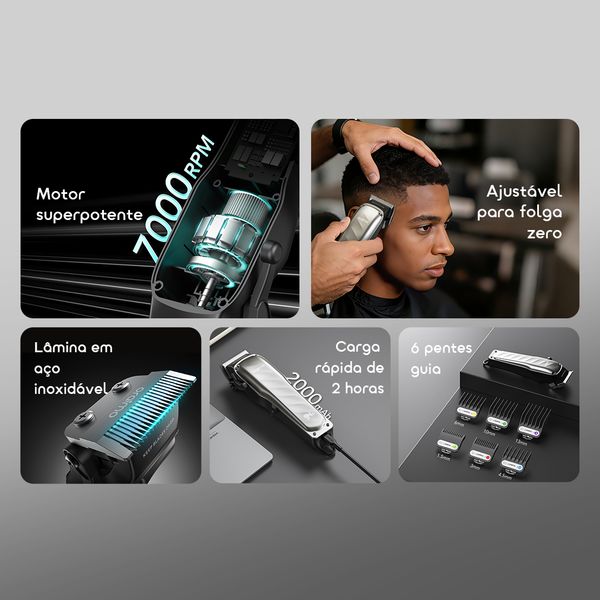 EasyCut 2 Máquina de cortar cabelo super potente de 10 W com carregamento rápido 2