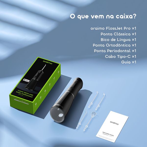 FlossJet Pro Fio dentário inteligente e confortável com 5 modos de limpeza. 2