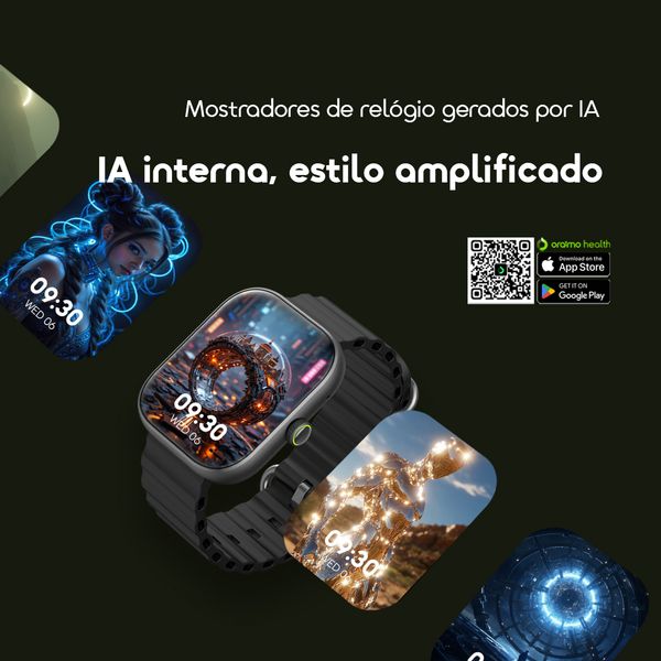 oraimo Watch 6 Relógio inteligente com monitor de ritmo cardíaco e oxigénio no sangue com ecrã TFT de 2,04" 9
