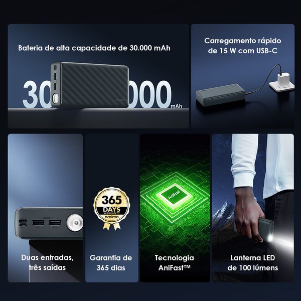 PowerBox 300 Lit Bateria externa de 30000mAh e 15W 9