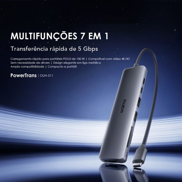 PowerTrans Adaptador multifunções USB-C 7 em 1 5