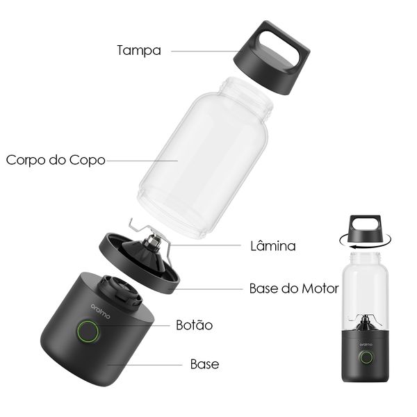 SmartBlender Go 500ML Liquidificador Portátil