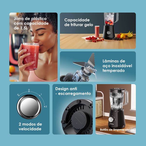 SmartBlender Sleek 1.5L 2 Liquidificador de velocidade