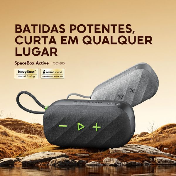SpaceBox Active Coluna de Som Portátil Sem Fios Personalizável com FM de 25W de Potência
