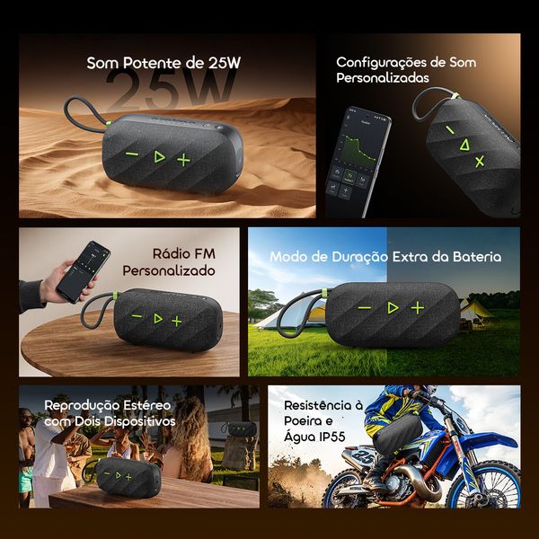 SpaceBox Active Coluna de Som Portátil Sem Fios Personalizável com FM de 25W de Potência 2