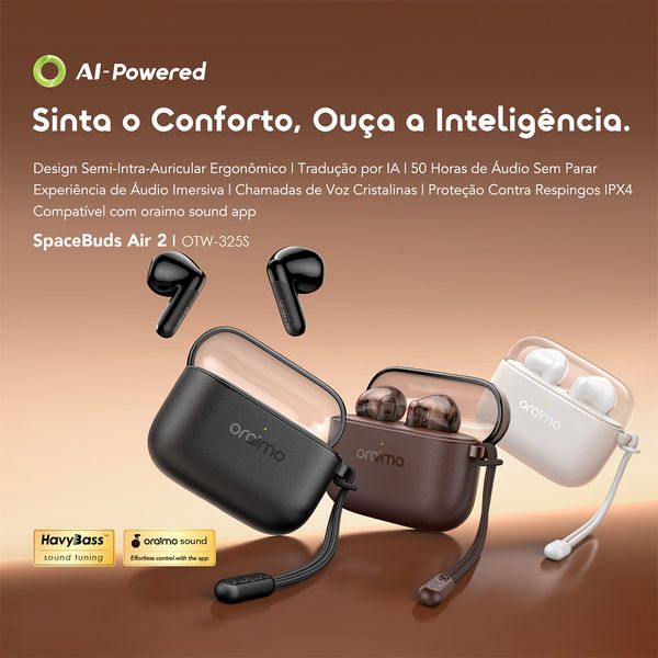 SpaceBuds Air 2 Auscultadores com bateria de longa duração (50 horas) e tradução inteligente