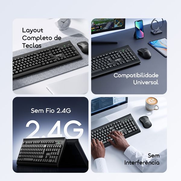 TypeEase Kit de teclado sem fios 2.4G