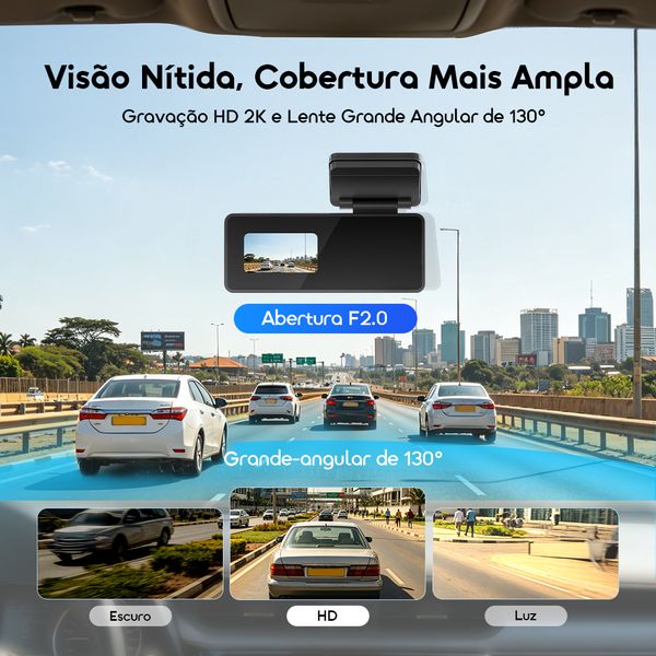 VisionRide Lite Câmara de segurança para gravação em 2K HD para automóvel 3