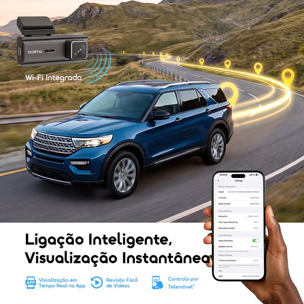 VisionRide Lite Câmara de segurança para gravação em 2K HD para automóvel 4