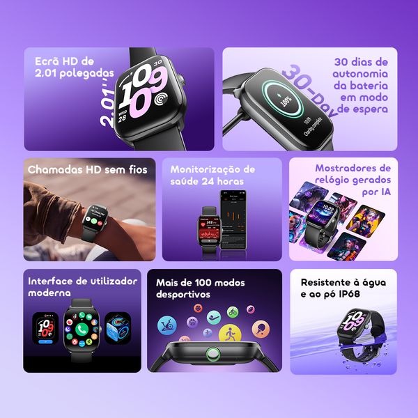 Watch 6 Lite Relógio inteligente de 2,01 polegadas com interface de utilizador moderna. 3