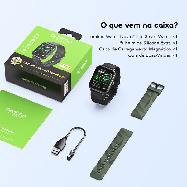 Watch Nova 2 Lite Relógio inteligente com ecrã a cores AMOLED totalmente sensível ao toque de 1,93 polegadas 12