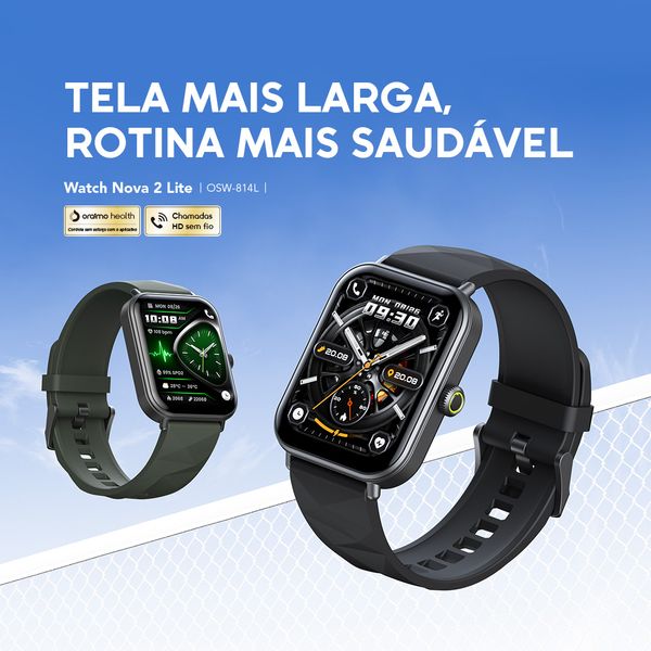 Watch Nova 2 Lite Relógio inteligente com ecrã a cores AMOLED totalmente sensível ao toque de 1,93 polegadas