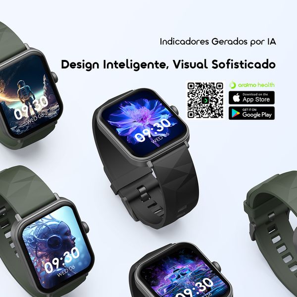 Watch Nova 2 Lite Relógio inteligente com ecrã a cores AMOLED totalmente sensível ao toque de 1,93 polegadas 4